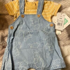 Winnie the Pooh summer overalls and onesie set